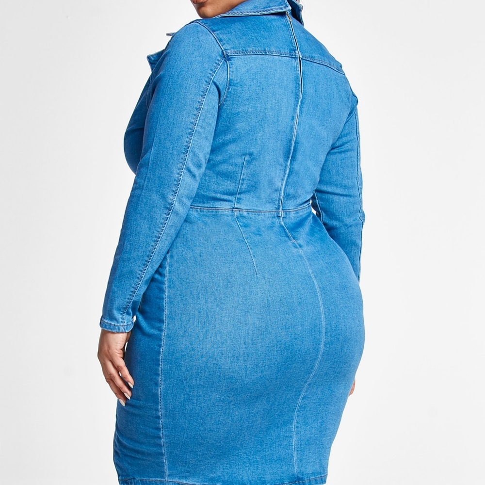 Carly Denim Dress With Asymmetrical Button Detail